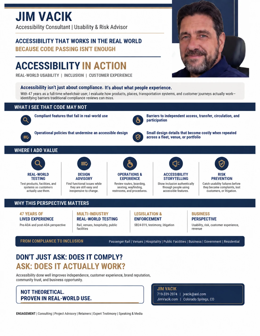 Jim Vacik Accessibility in Action real-world accessibility and usability one-sheet