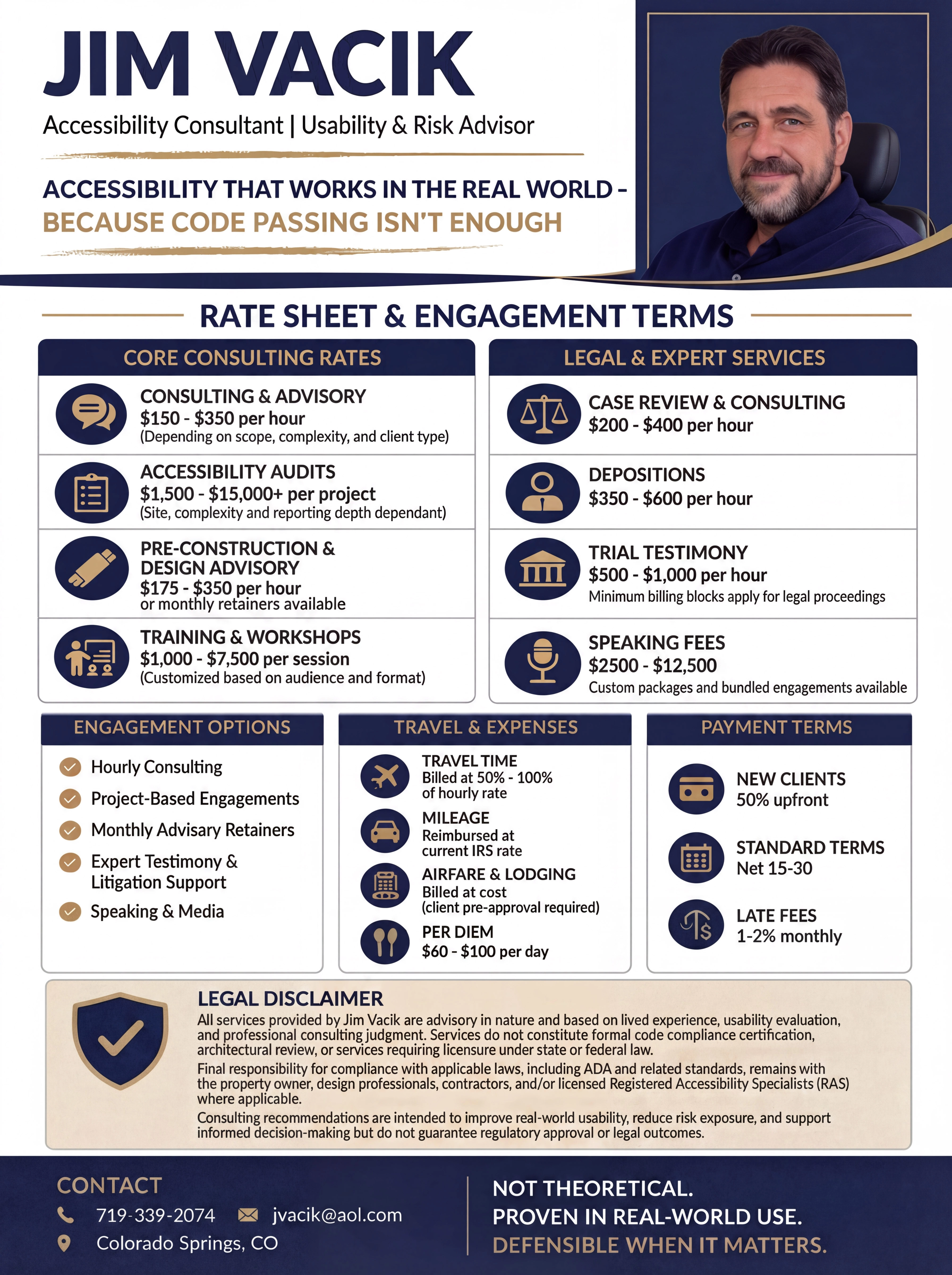 Jim Vacik accessibility consulting rate sheet