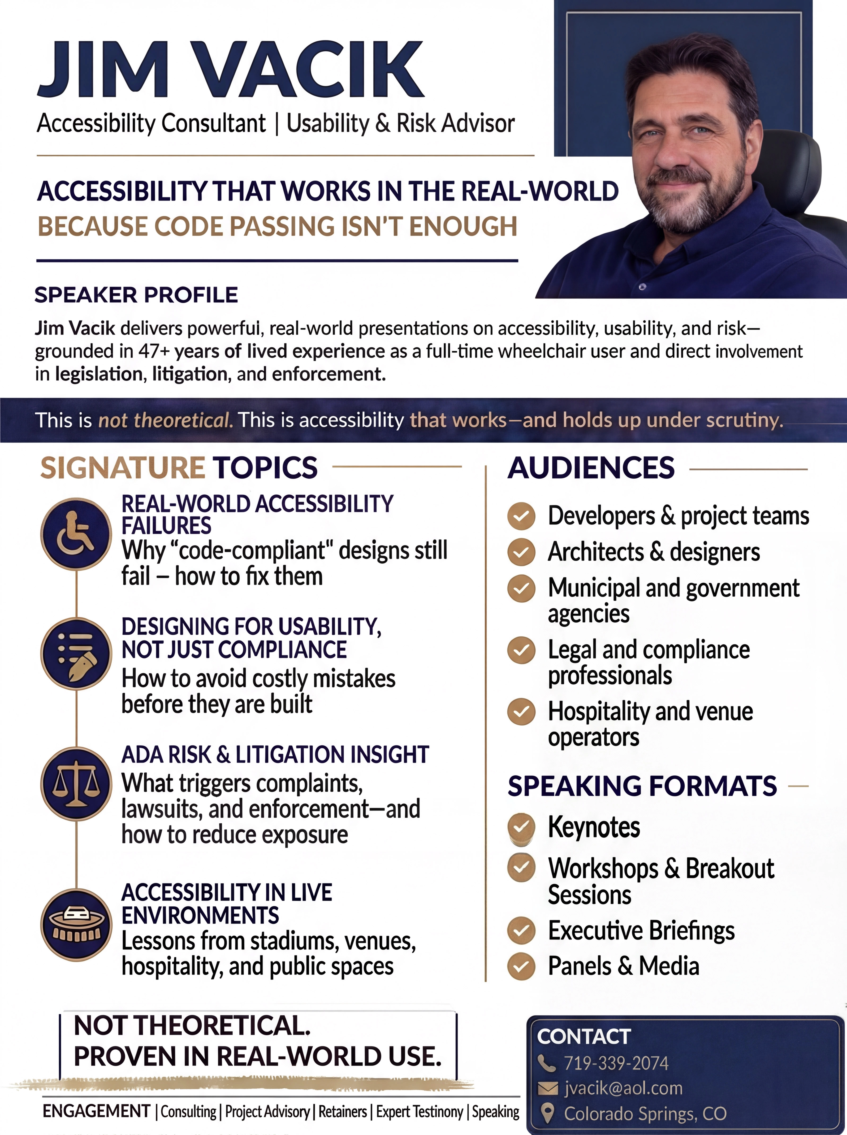 Jim Vacik accessibility speaker one-sheet